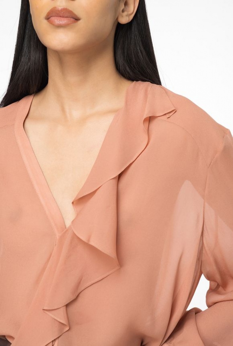 Pinko Blouse With Ruffled Detailing TERRACOTTA PINK | SN-PKO33193