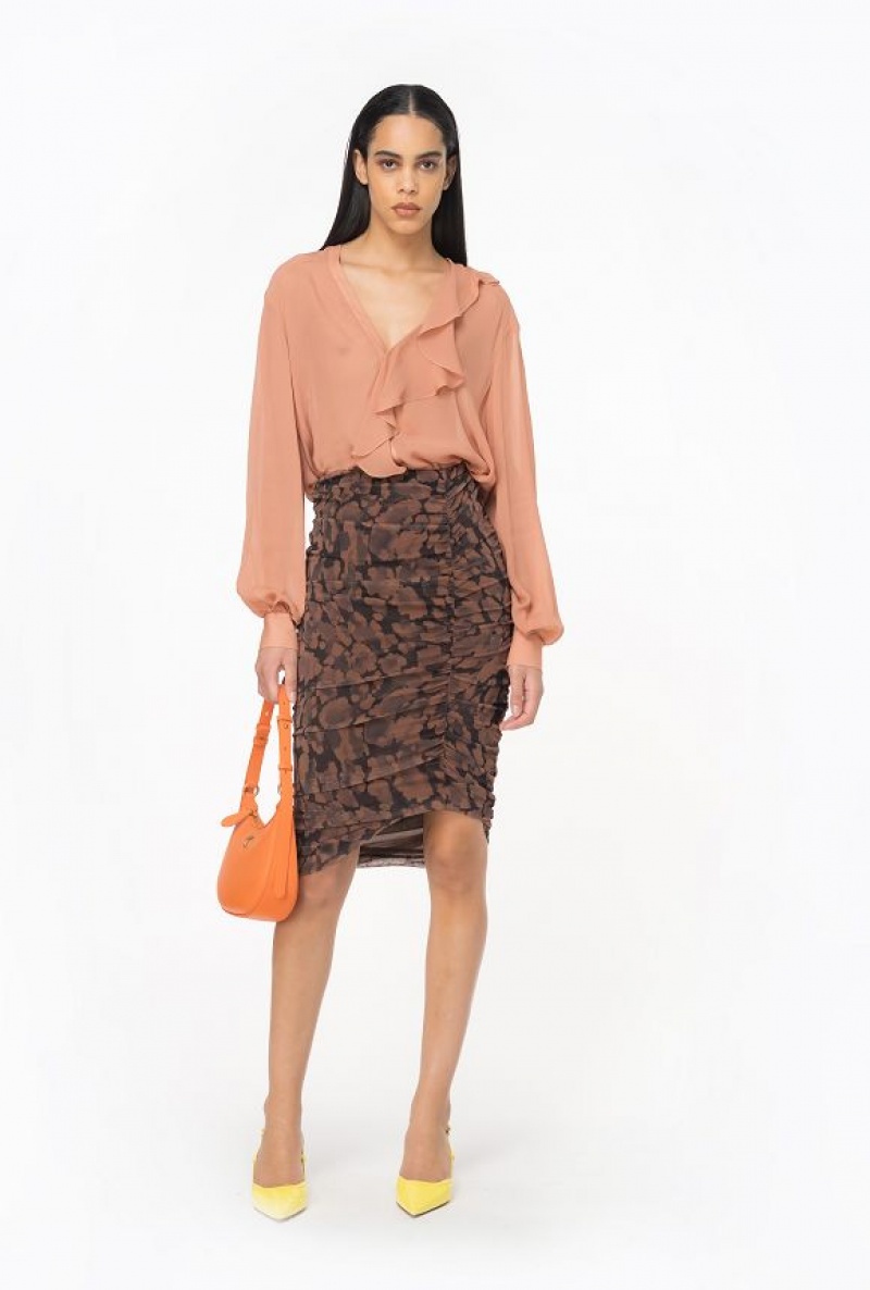 Pinko Blouse With Ruffled Detailing TERRACOTTA PINK | SN-PKO33193