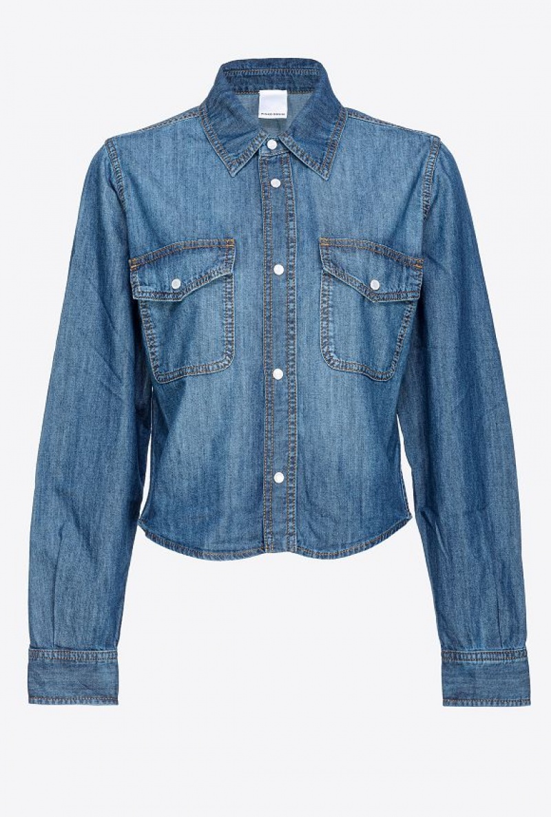 Pinko Blue Denim Shirt MID WASH | SN-PKO33156