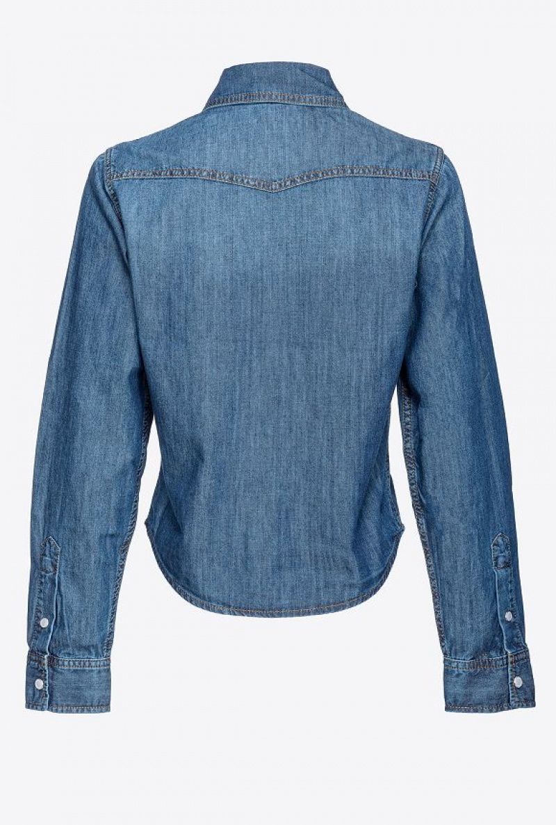 Pinko Blue Denim Shirt MID WASH | SN-PKO33156