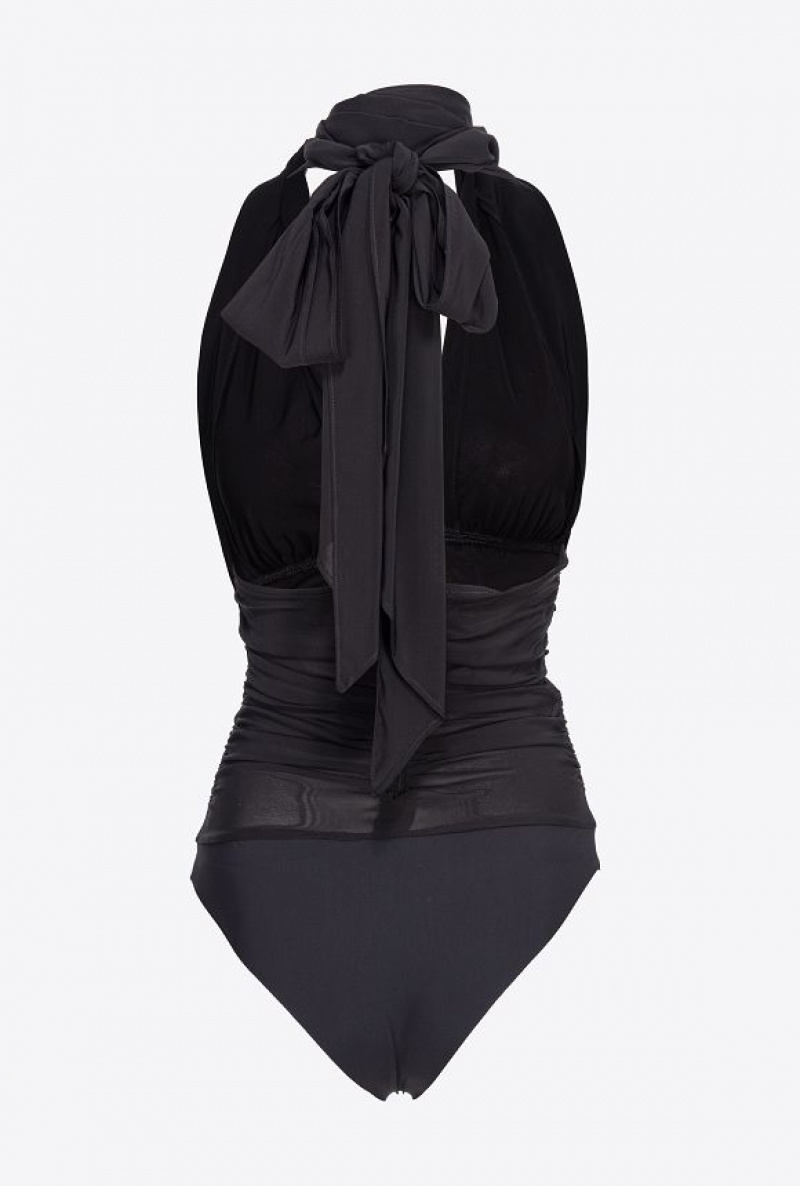 Pinko Bodysuit With Maxi Bow LIMO BLACK | SN-PKO33342