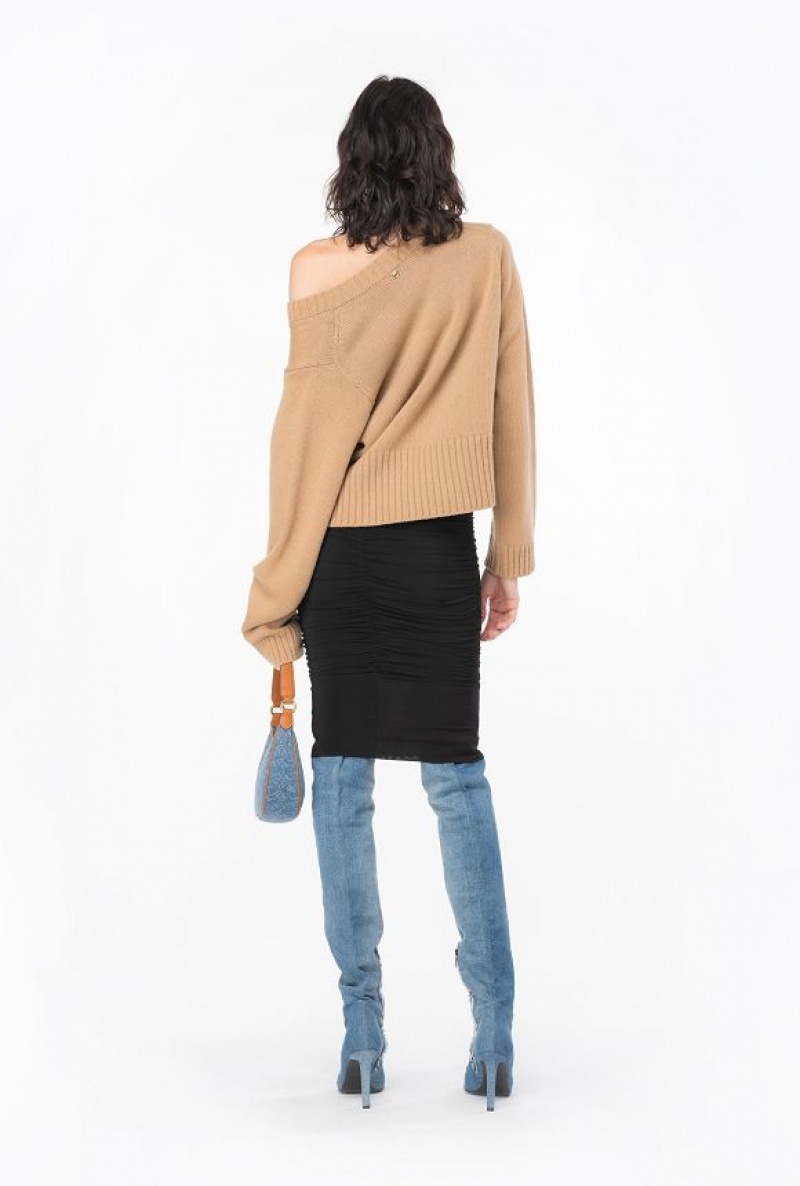 Pinko Boxy Cashmere-blend Sweater TANNIN BEIGE | SN-PKO33396