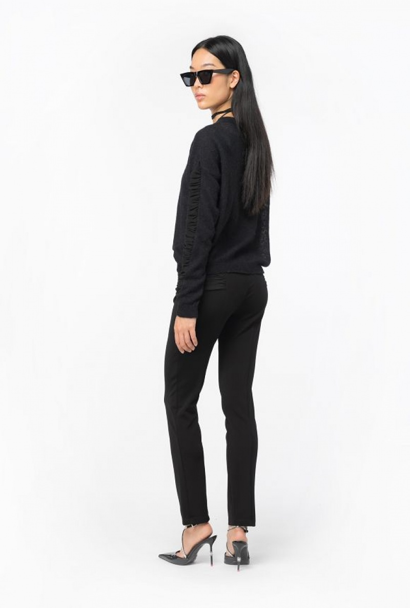 Pinko Brushed Alpaca-blend Sweater LIMO BLACK | SN-PKO33479