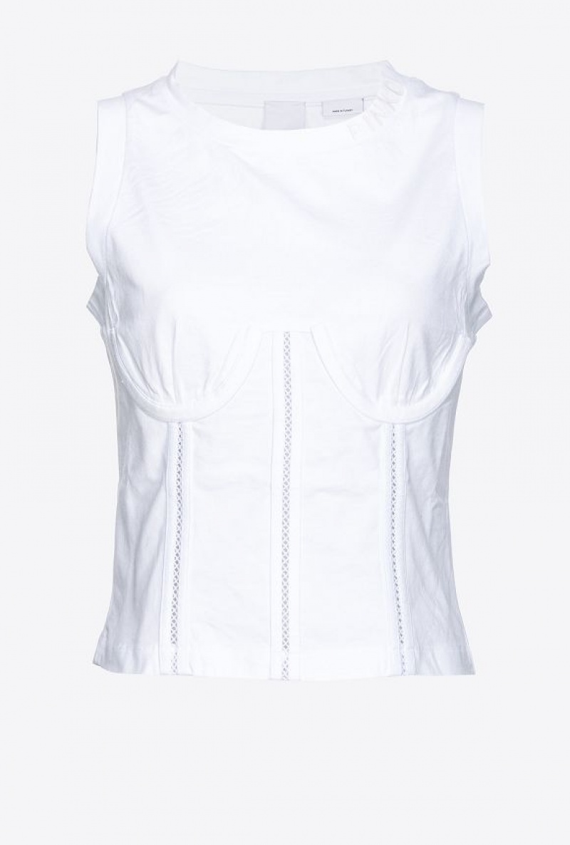 Pinko Bustier-effect Jersey Top BRIGHT WHITE | SN-PKO33338