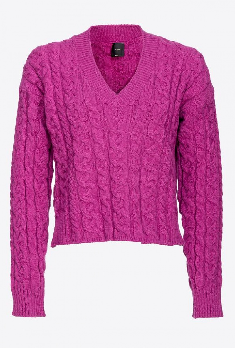 Pinko Cable-knit Sweater ORCHID PURPLE | SN-PKO33500