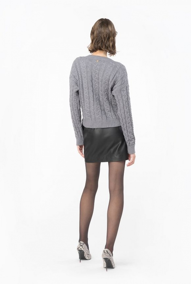 Pinko Cable-knit Sweater ROCK GREY | SN-PKO33533