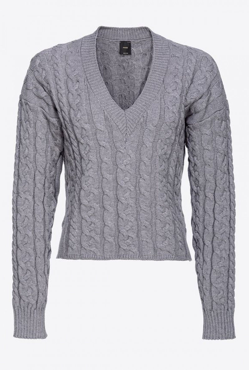 Pinko Cable-knit Sweater ROCK GREY | SN-PKO33533