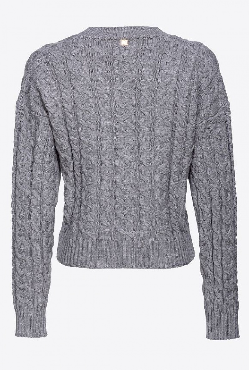 Pinko Cable-knit Sweater ROCK GREY | SN-PKO33533