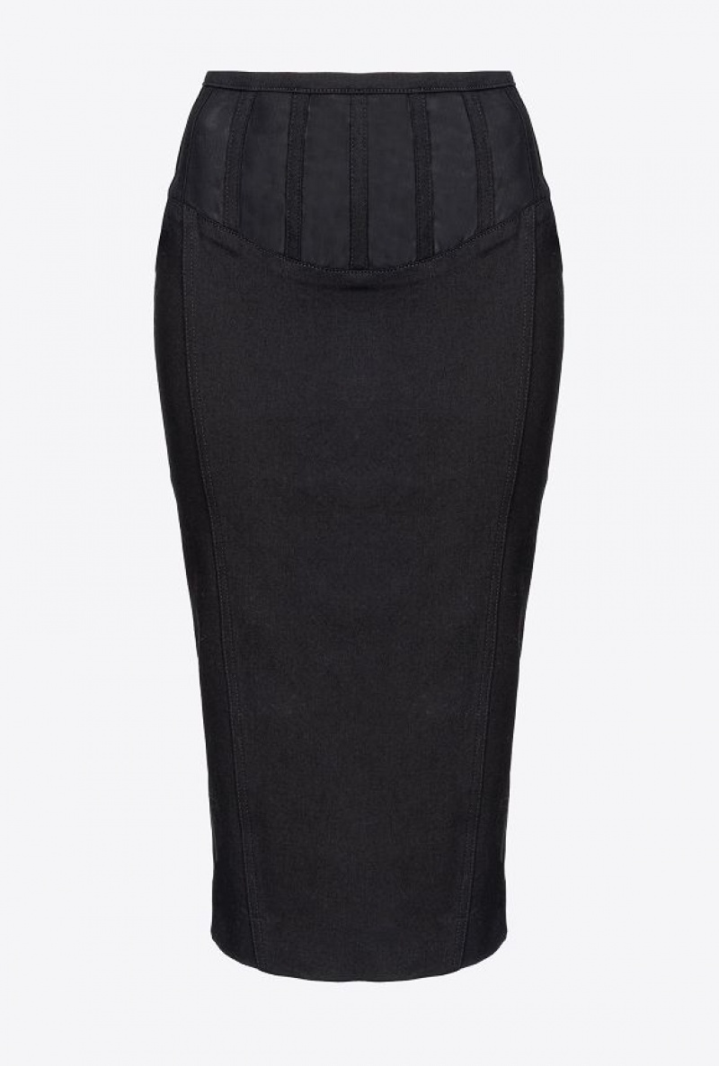 Pinko Calf-length Jegging-effect Bustier Skirt LIMO BLACK | SN-PKO34058