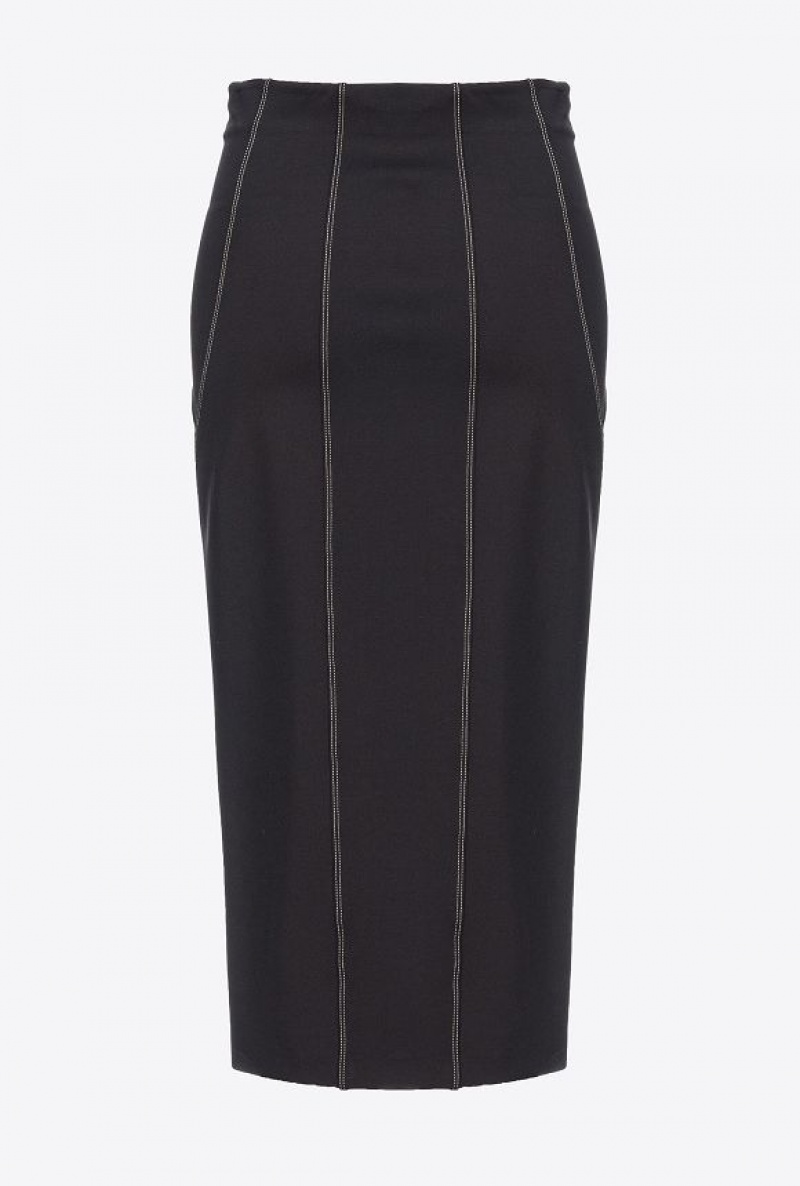 Pinko Calf-length Scuba Skirt LIMO BLACK | SN-PKO34046