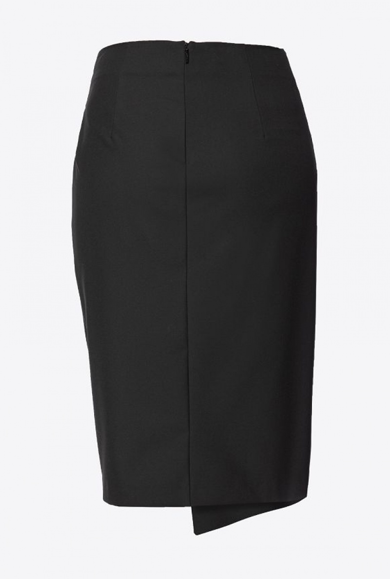 Pinko Calf-length Skirt With Piercing Buckle LIMO BLACK | SN-PKO34094