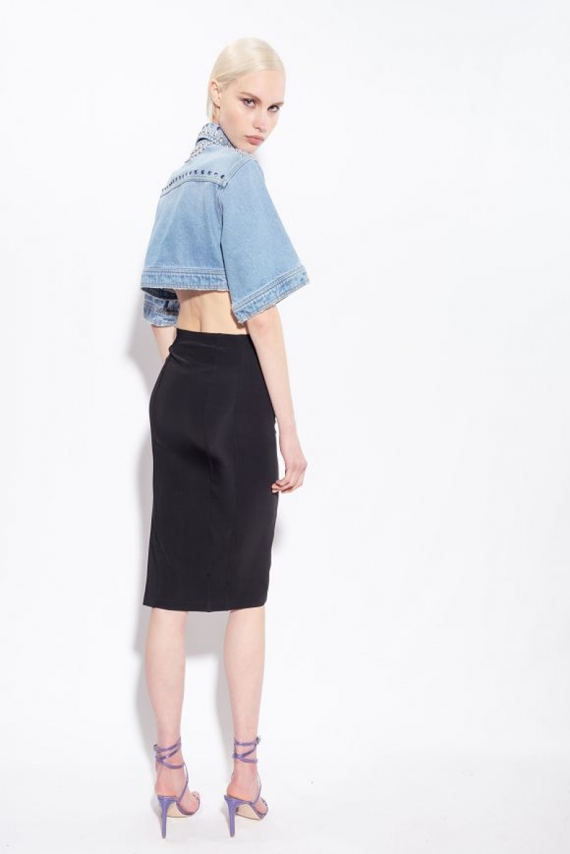 Pinko Calf-length Skirt With Slit LIMO BLACK | SN-PKO34047