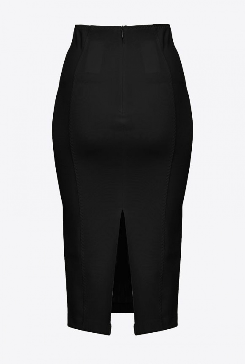 Pinko Calf-length Skirt With Slit LIMO BLACK | SN-PKO34047