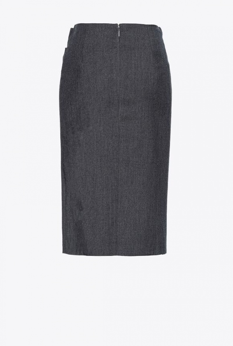 Pinko Calf-length Skirt With Twist Detail DARK GREY | SN-PKO33814