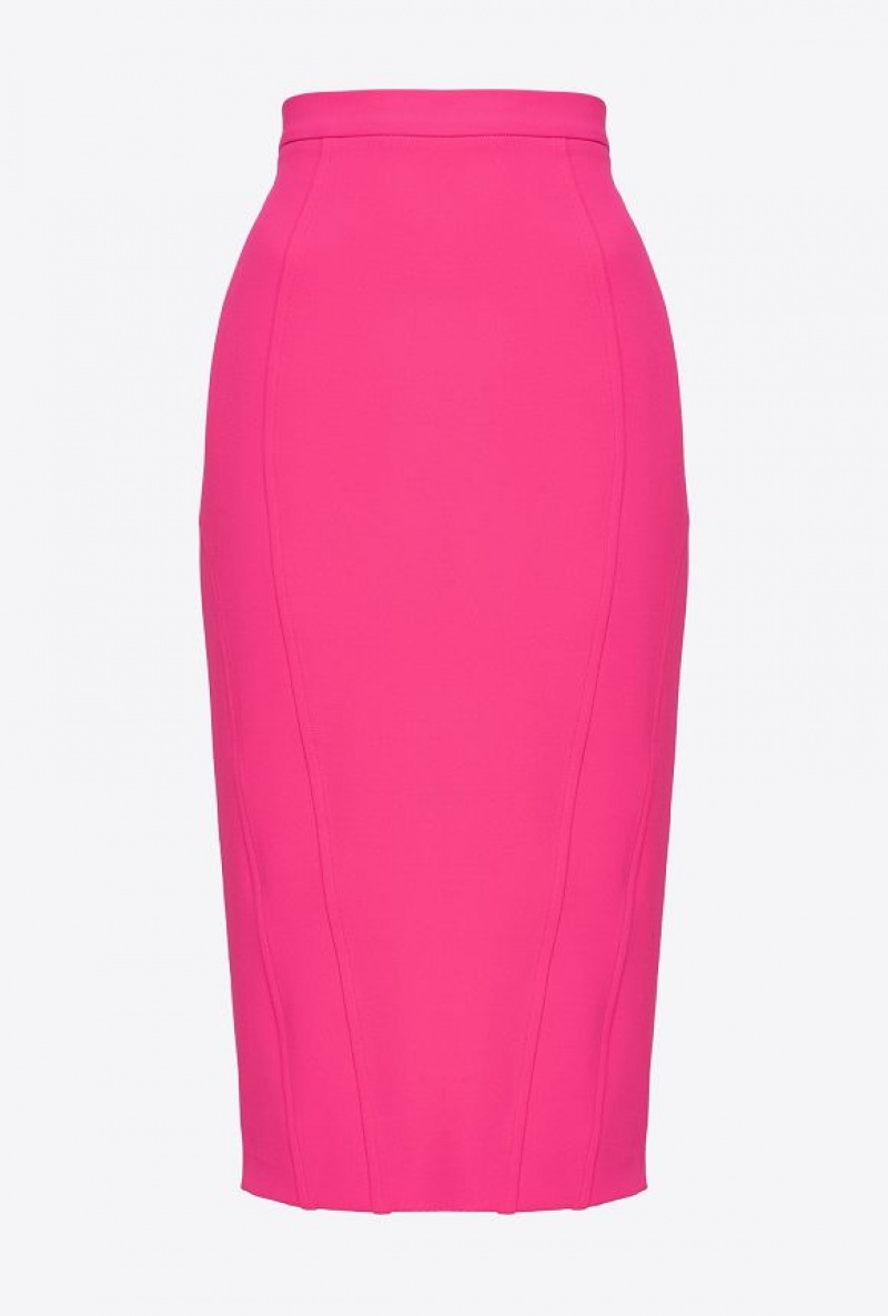 Pinko Calf-length Stretch Crepe Skirt BEETROOT | SN-PKO33932