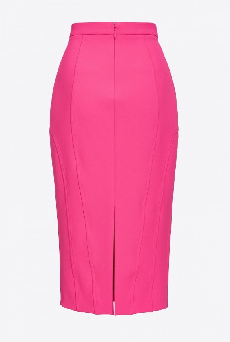 Pinko Calf-length Stretch Crepe Skirt BEETROOT | SN-PKO33932