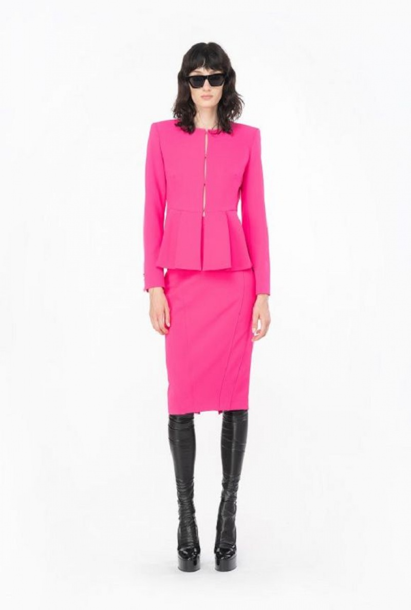 Pinko Calf-length Stretch Crepe Skirt BEETROOT | SN-PKO33932