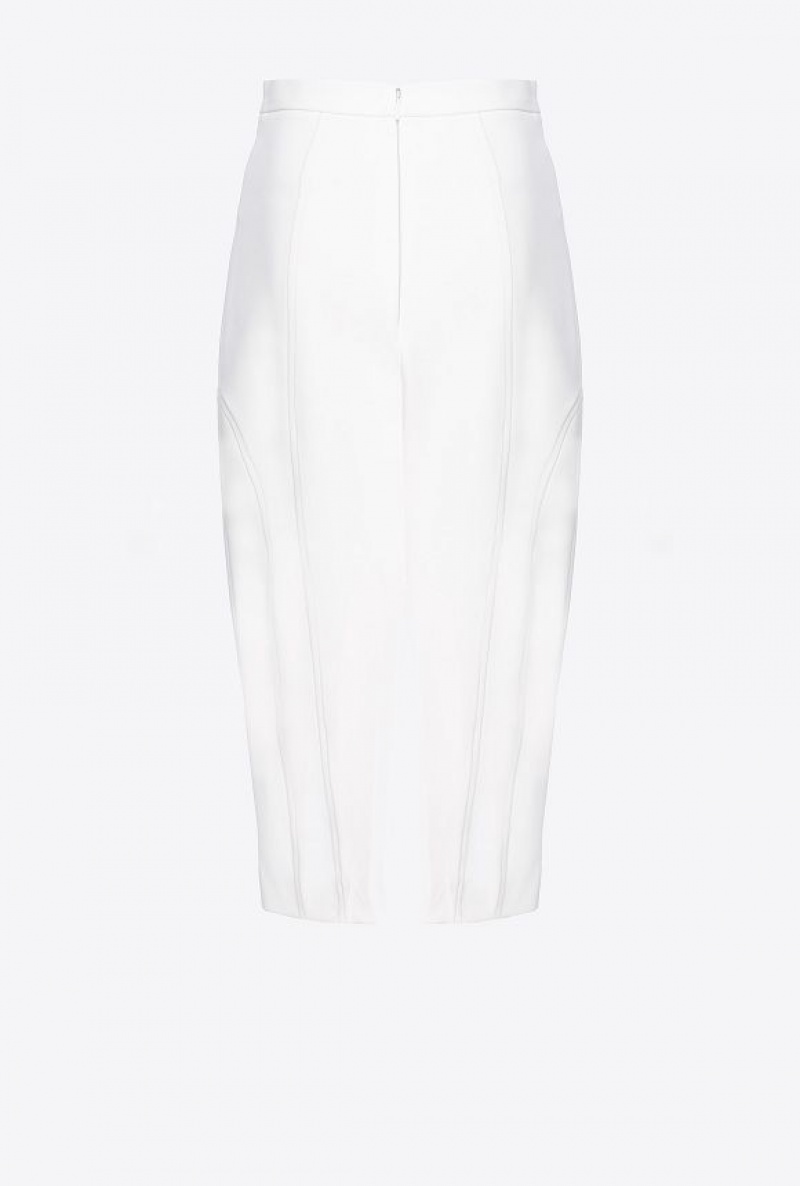 Pinko Calf-length Stretch Crepe Skirt SNOW WHITE | SN-PKO34064