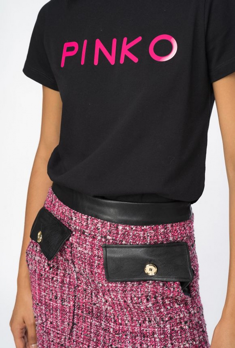 Pinko Calf-length Tweed Skirt MULTICOLOUR - FUCHSIA/BLACK | SN-PKO33863