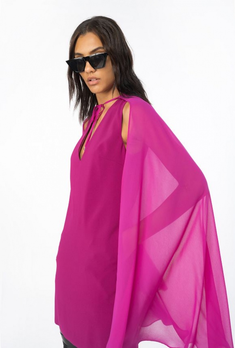 Pinko Cape-effect Mini Dress BOUGAINVILLEA PURPLE | SN-PKO33012