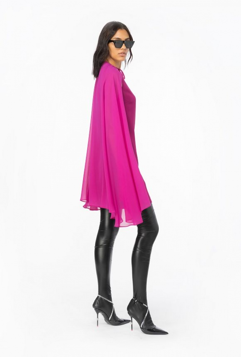 Pinko Cape-effect Mini Dress BOUGAINVILLEA PURPLE | SN-PKO33012