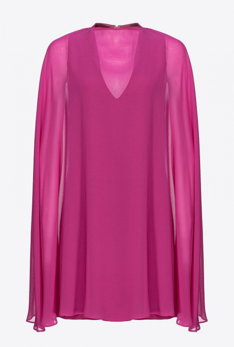 Pinko Cape-effect Mini Dress BOUGAINVILLEA PURPLE | SN-PKO33012