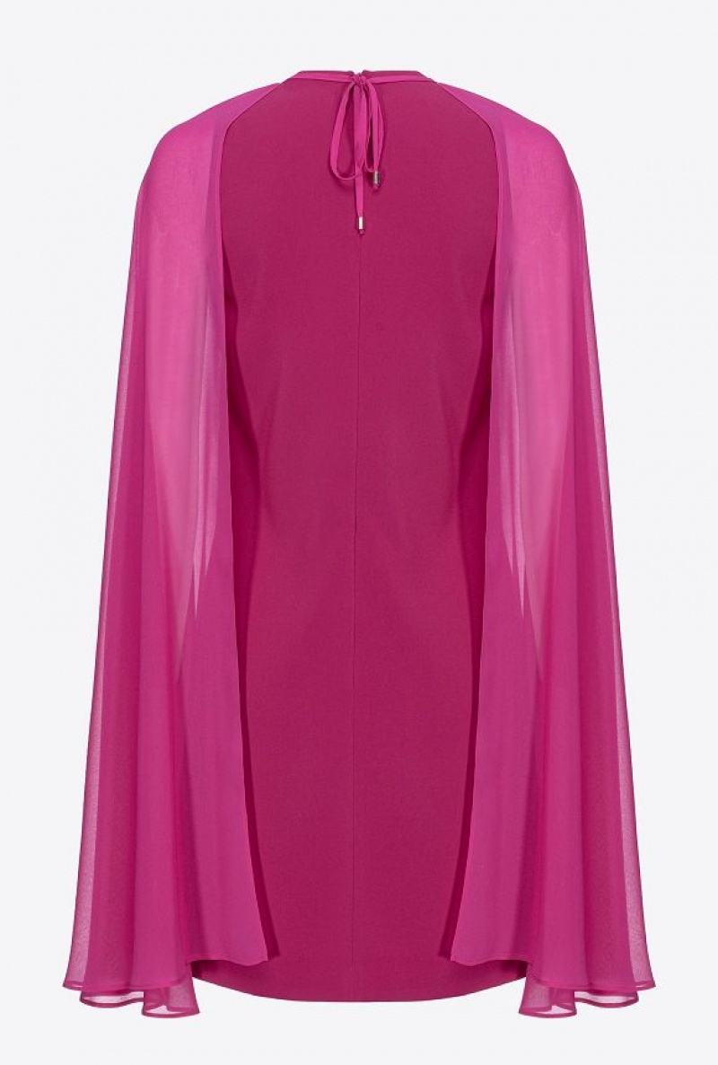 Pinko Cape-effect Mini Dress BOUGAINVILLEA PURPLE | SN-PKO33012