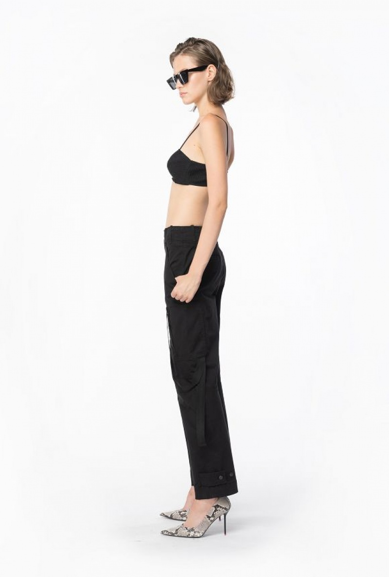 Pinko Cargo Trousers With Ribbon LIMO BLACK | SN-PKO33758