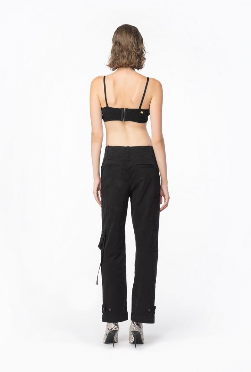 Pinko Cargo Trousers With Ribbon LIMO BLACK | SN-PKO33758