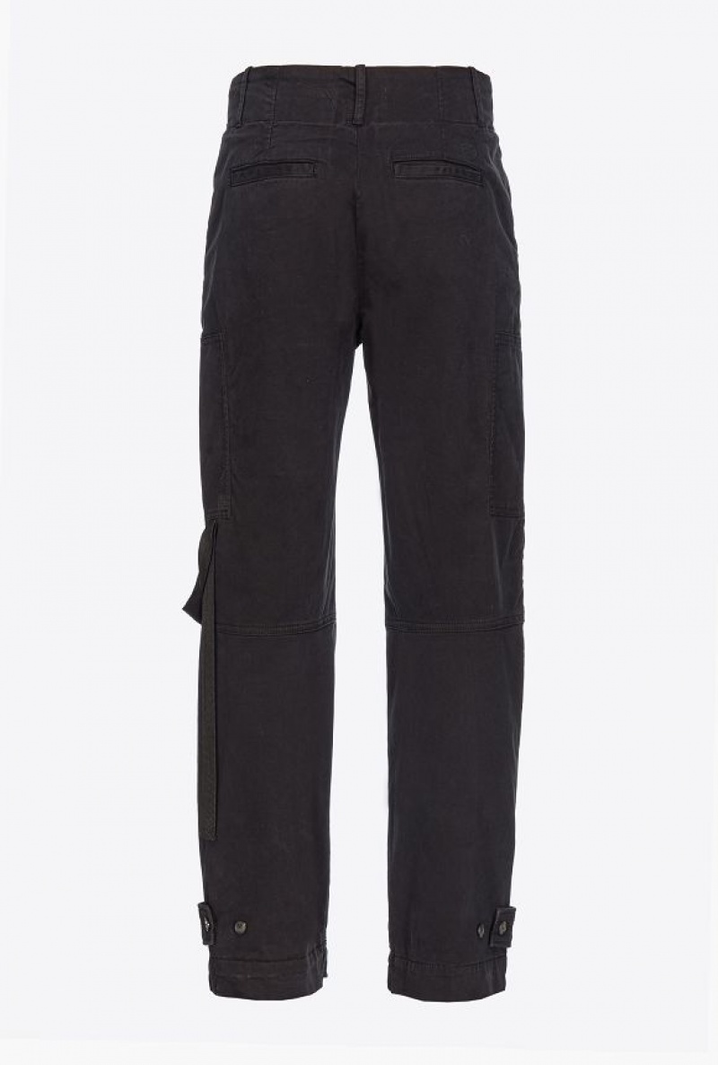 Pinko Cargo Trousers With Ribbon LIMO BLACK | SN-PKO33758