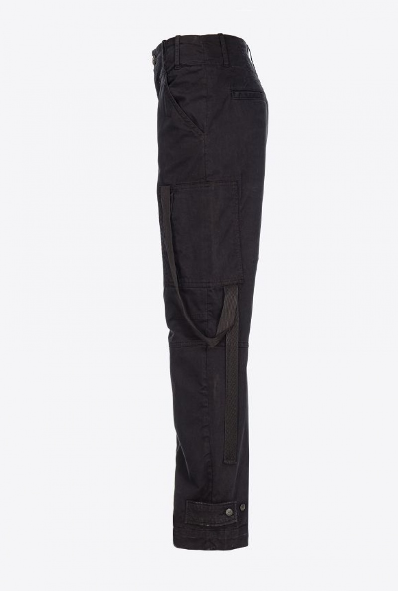 Pinko Cargo Trousers With Ribbon LIMO BLACK | SN-PKO33758