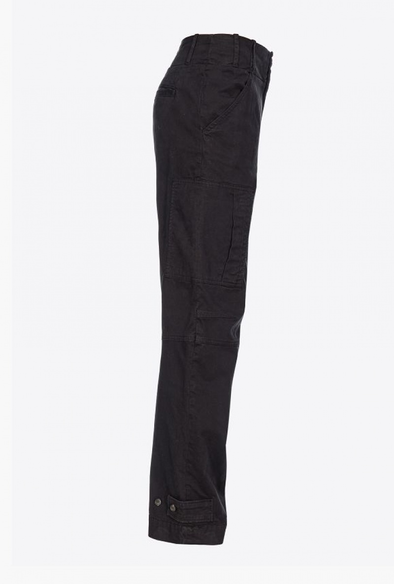 Pinko Cargo Trousers With Ribbon LIMO BLACK | SN-PKO33758