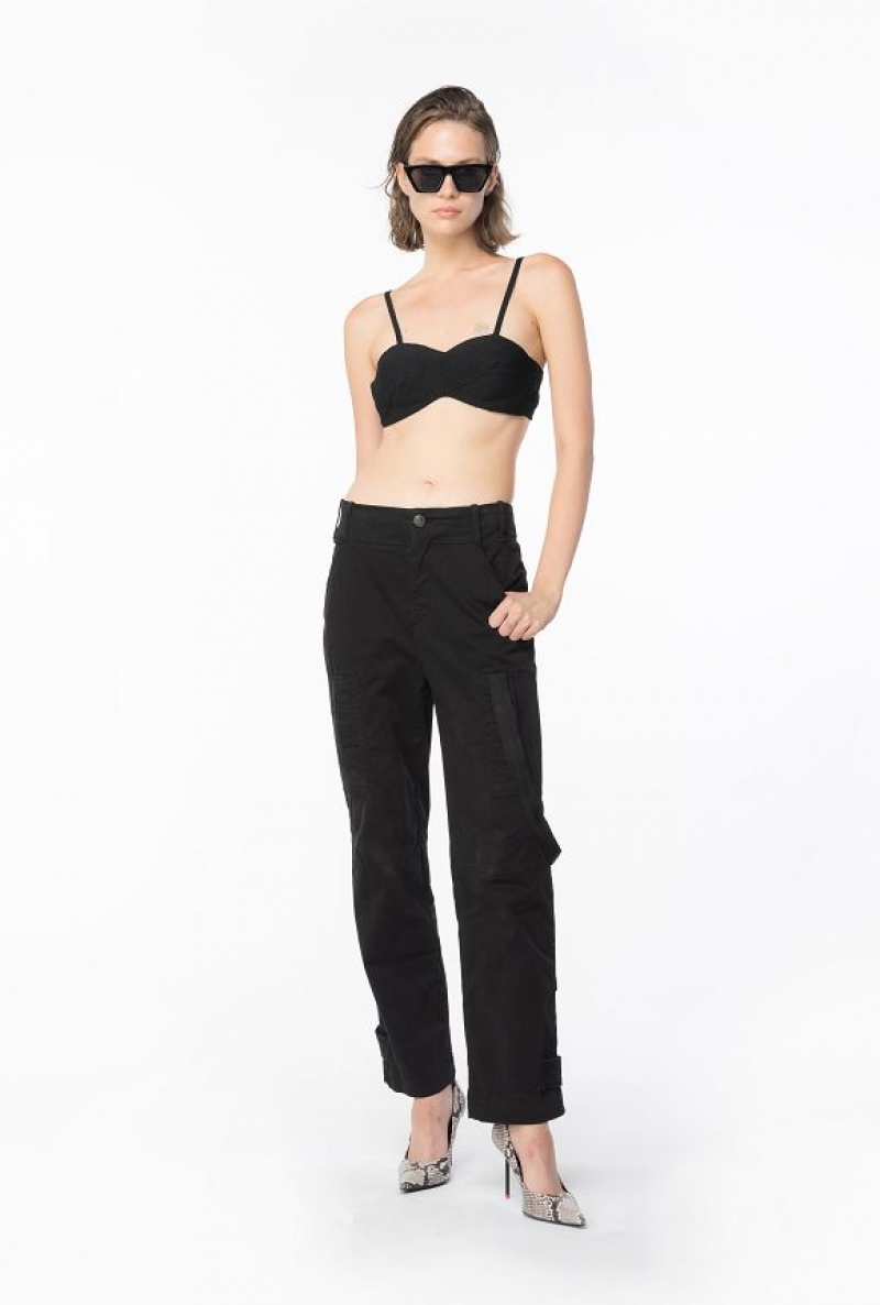 Pinko Cargo Trousers With Ribbon LIMO BLACK | SN-PKO33758