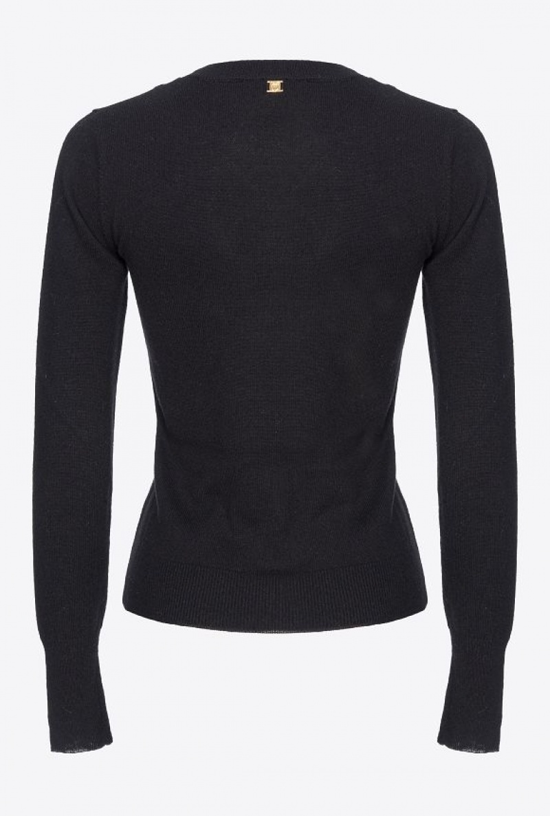 Pinko Cashmere Sweater With Cut-out LIMO BLACK | SN-PKO33559