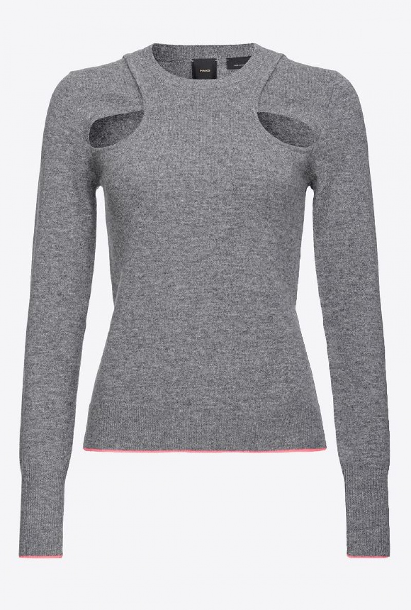 Pinko Cashmere Sweater With Cut-out ROCK GREY | SN-PKO33562