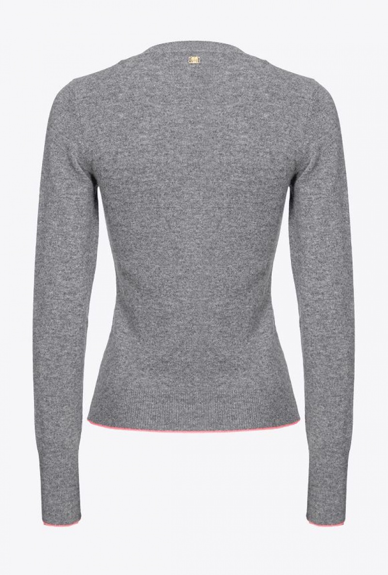 Pinko Cashmere Sweater With Cut-out ROCK GREY | SN-PKO33562