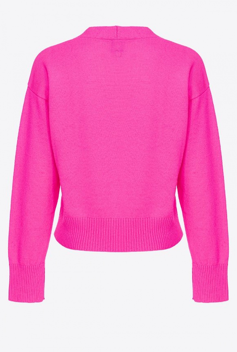 Pinko Cashmere-blend Cardigan With Pockets PINK LIGHTNING | SN-PKO33516