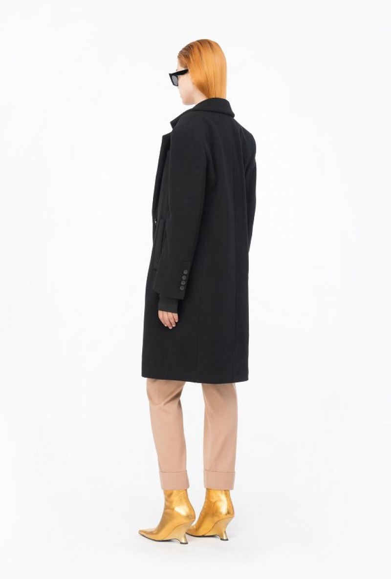 Pinko Cashmere-blend Cloth Coat LIMO BLACK | SN-PKO33624