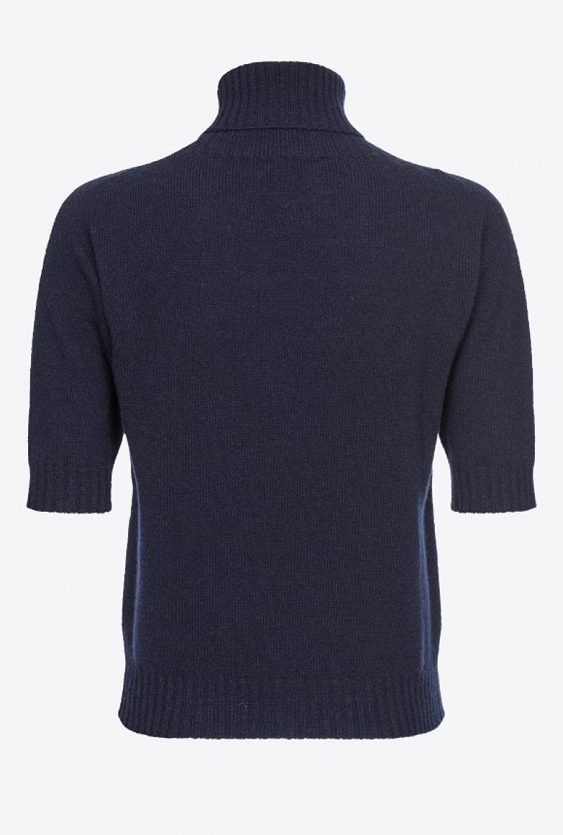 Pinko Cashmere-blend High-neck Sweater DARK NAVY BLUE | SN-PKO33466