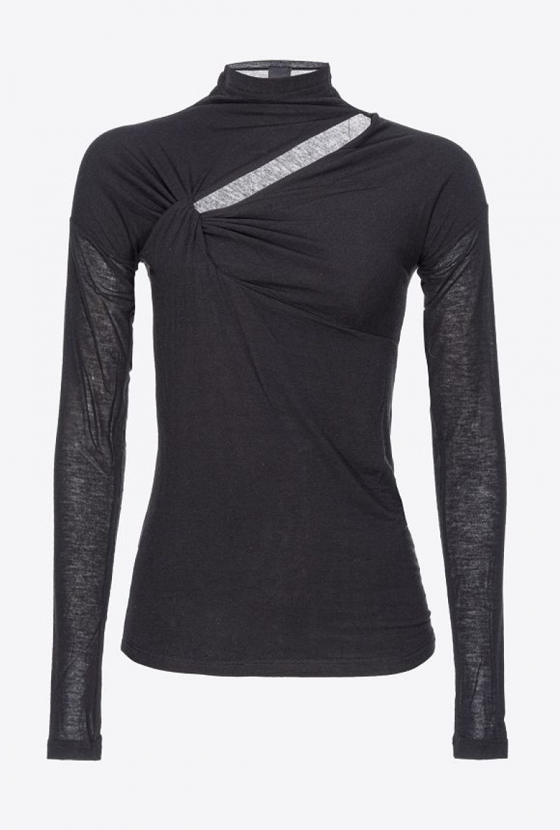 Pinko Cashmere-blend Sweater With Cut-out LIMO BLACK | SN-PKO33356