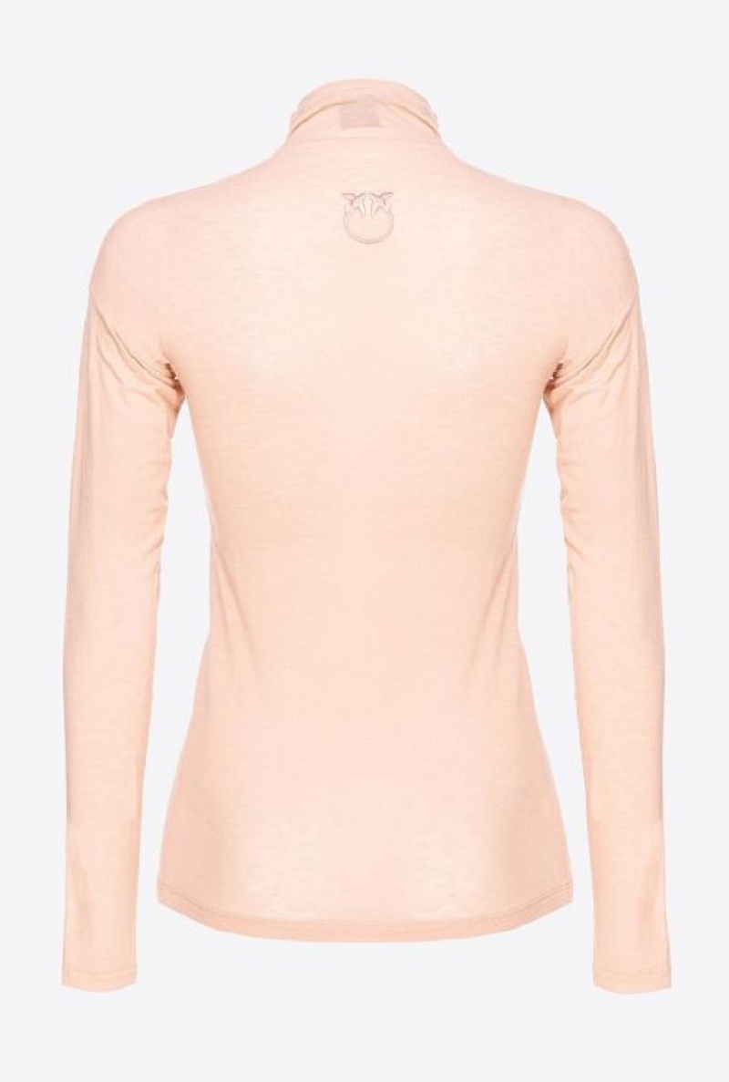 Pinko Cashmere-blend Sweater With Cut-out LIGHT WHITE COFFEE | SN-PKO33308