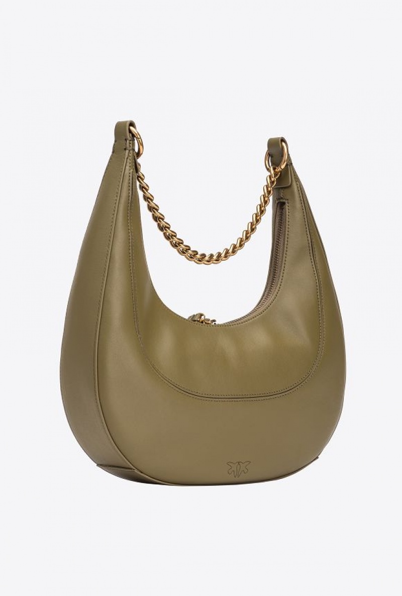 Pinko Classic Brioche Bag Hobo FIR GREEN-ANTIQUE GOLD | SN-PKO32632