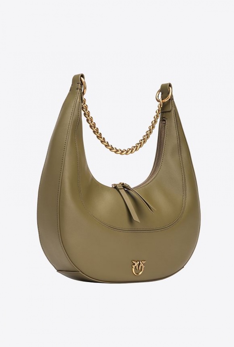 Pinko Classic Brioche Bag Hobo FIR GREEN-ANTIQUE GOLD | SN-PKO32632