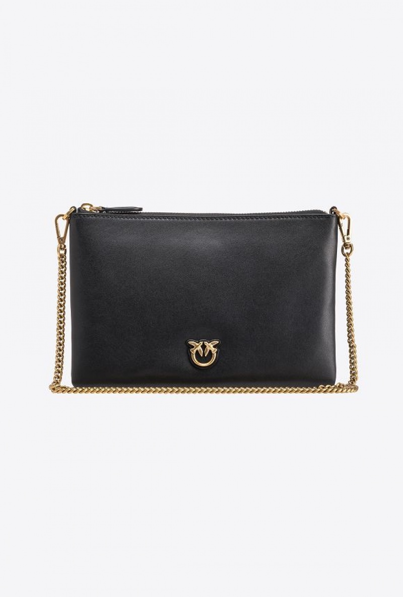 Pinko Classic Flat Love Bag Simply BLACK-ANTIQUE GOLD | SN-PKO32463