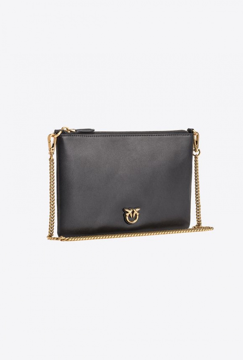 Pinko Classic Flat Love Bag Simply BLACK-ANTIQUE GOLD | SN-PKO32775