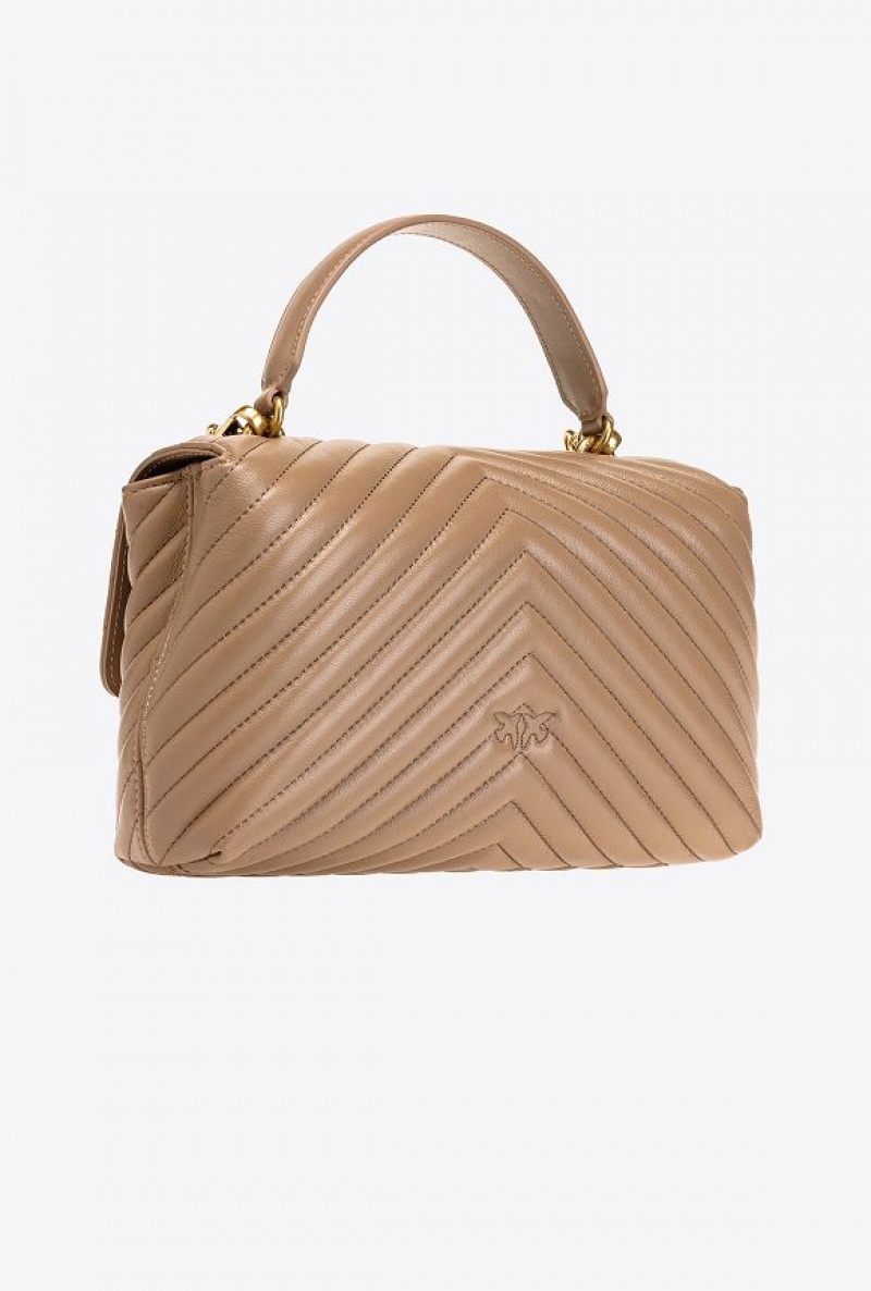 Pinko Classic Lady Love Bag Puff Chevron GINGER BISCUIT-ANTIQUE GOLD | SN-PKO32482