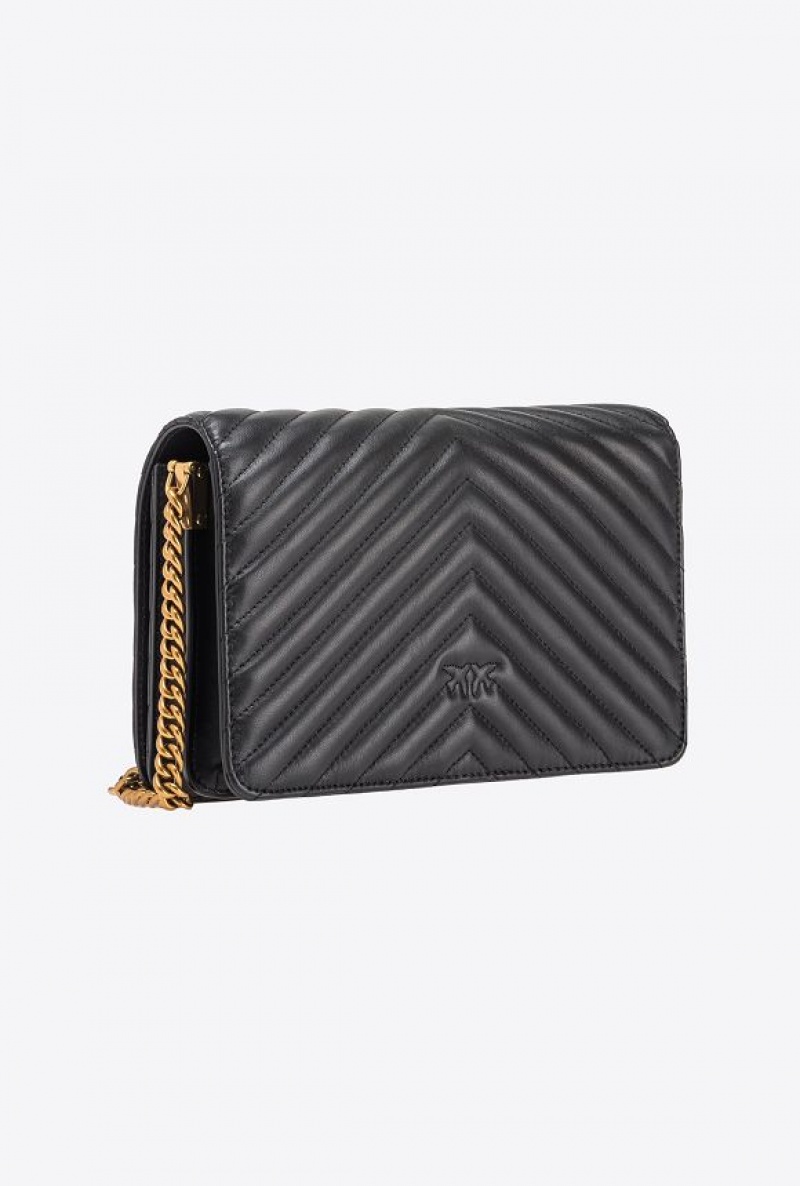 Pinko Classic Love Bag Click Chevron BLACK-ANTIQUE GOLD | SN-PKO32500