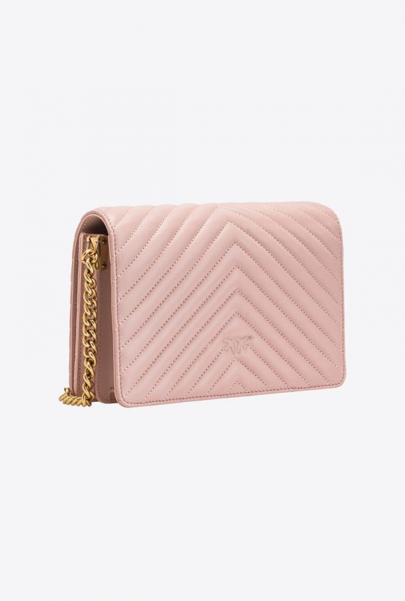 Pinko Classic Love Bag Click Chevron PINK/DUSTY PINK-ANTIQUE GOLD | SN-PKO32498