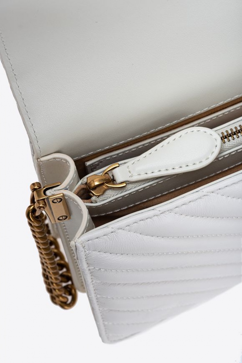 Pinko Classic Love Bag Click Chevron WHITE+WHITE-ANTIQUE GOLD | SN-PKO32499