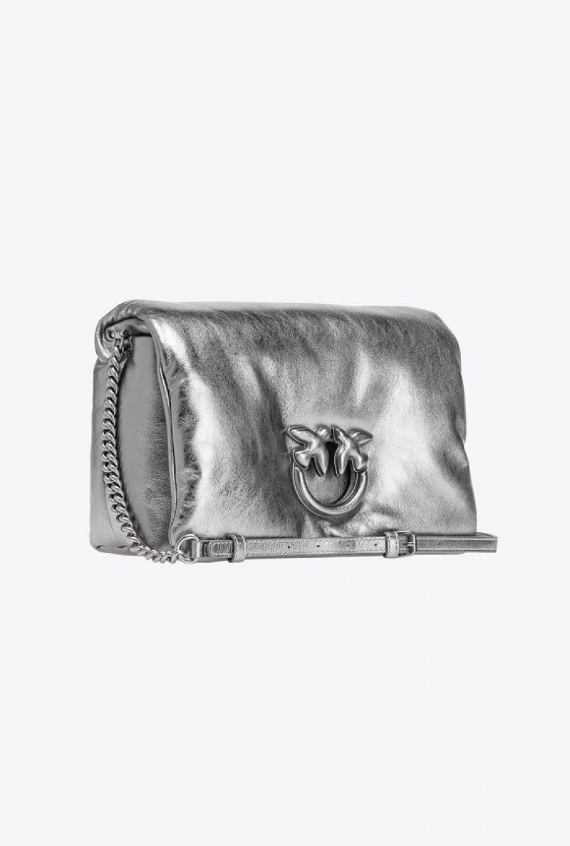 Pinko Classic Love Bag Click Puff Laminated SILVER-OLD SILVER | SN-PKO32569